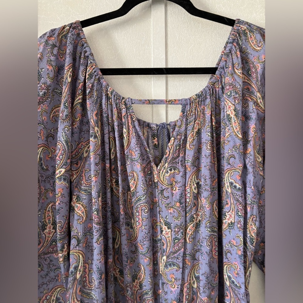 Denim & Supply Ralph Lauren purple floral 3/4 Sleeve mini dress Size L - Picture 7 of 7